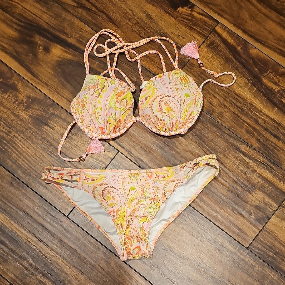 Victoria's Secret Pink and Yellow Paisley Bikini